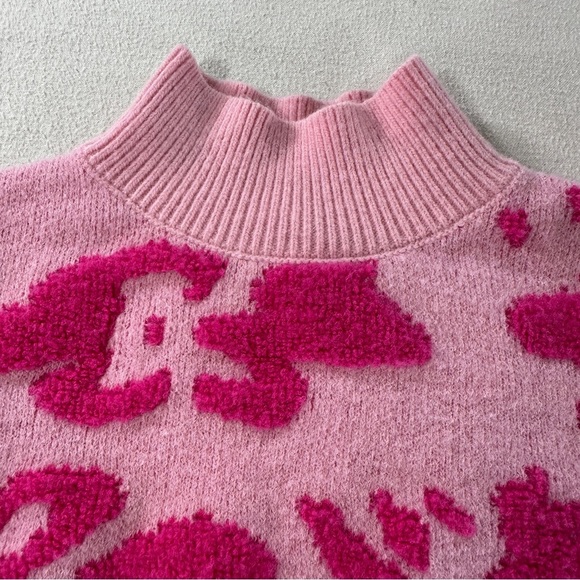 Grace + Karma Mock Turtleneck Pink Floral Abstract Women's Sweater Sz S - Picture 3 of 10